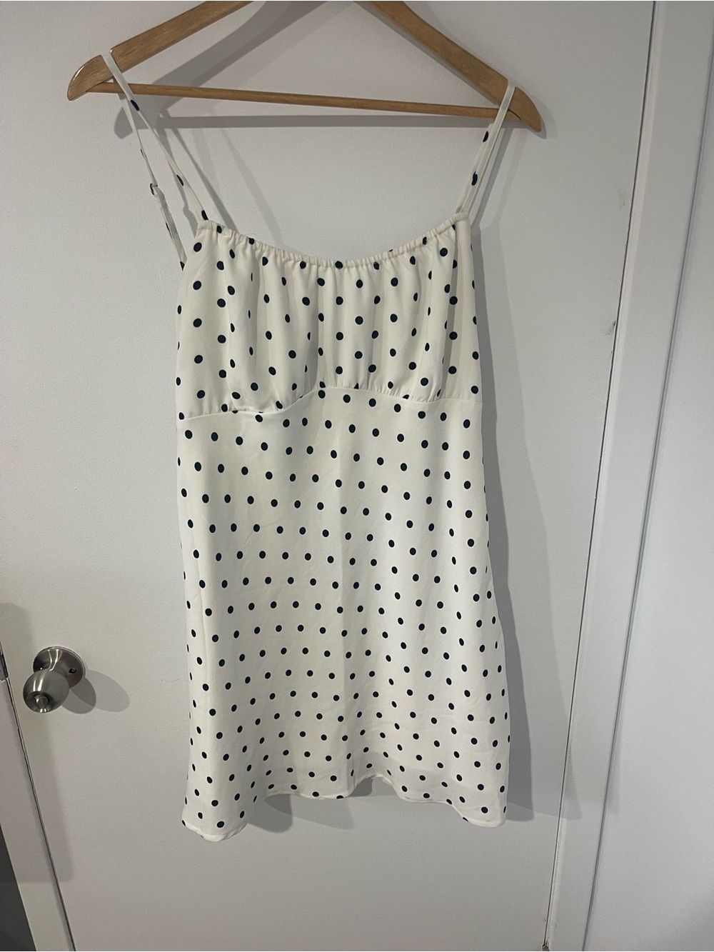 Hollister White Mini Dress with Black Polka Dots